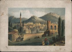 Ancient Philadelphia (Asia Minor) City View with Ruins and Mosque Trade Card