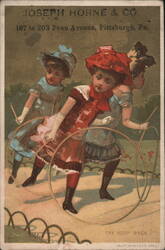 The Hoop Race - Girls Playing with Hoops Trade Card