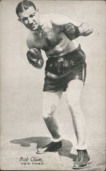 Bob Olim, Boxer Posing in Ring Attire Arcade Card