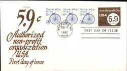 1982 5.9c Bicycle 1870s Block of Stamps First Day Cover First Day Cover