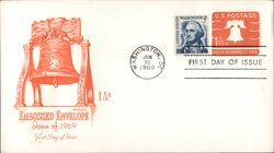 1969 1 6/10c Liberty Bell Embossed Envelope First Day Cover First Day Cover