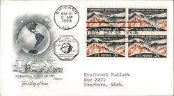 1958 3c International Geophysical Year Block of 4 Stamps First Day Cover First Day Cover