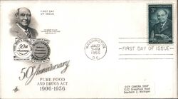 1956 3c Pure Food and Drug Act 50th Anniversary First Day Cover