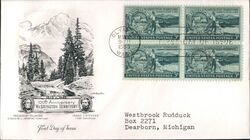 1953 3c Washington Territory Centennial Block of 4 Stamps First Day Cover First Day Cover