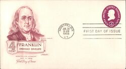 1958 4c Benjamin Franklin Embossed Envelope First Day Cover First Day Cover