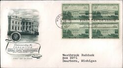 1950 3c White House National Capital Sesquicentennial Block of Stamps First Day Cover First Day Cover