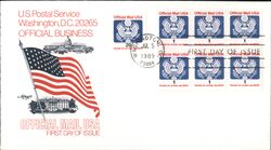 1989 1c Official Mail USA Block of 6 Stamps First Day Cover First Day Cover