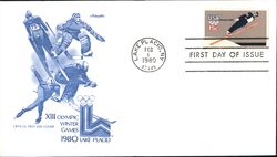 1980 15c XIII Olympic Winter Games Ski Jumper Stamp FDC First Day Cover