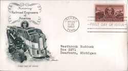 1950 3c Railroad Engineers FDC First Day Cover