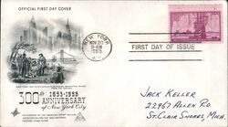 1953 3c New York City 300th Anniversary First Day Cover First Day Cover