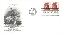 1982 13c Crazy Horse Block of Stamps First Day Cover First Day Cover