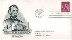 1954 4c Lincoln Regular Postage First Day Cover First Day Cover