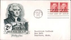 1954 2c Monticello Block of Stamps First Day Cover First Day Cover