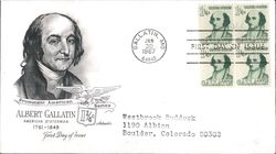 1967 1¼c Albert Gallatin Block of Four First Day Cover First Day Cover