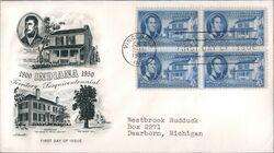 1950 3c Indiana Territory Sesquicentennial Block of Stamps First Day Cover First Day Cover