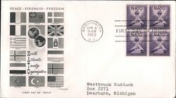 1952 3c NATO Block of Four Stamps First Day Cover First Day Cover