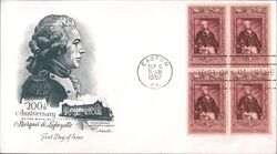 1957 3c Marquis de Lafayette Block of 4 First Day Cover First Day Cover