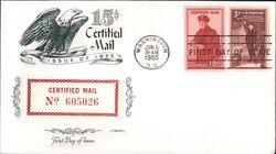 1955 15c Certified Mail First Day Cover First Day Cover