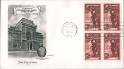 1955 3c Pennsylvania Academy of the Fine Arts Block of Stamps FDC First Day Cover