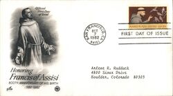 1982 20c Francis of Assisi First Day Cover First Day Cover