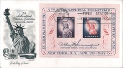 1956 3c Statue of Liberty FDC, 5th International Philatelic Exhibition First Day Cover