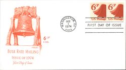 1974 6.3¢ Liberty Bell Block of Stamps First Day Cover First Day Cover