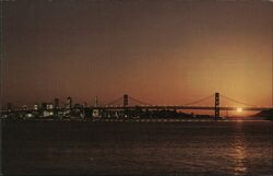 San Francisco Bay Bridge and Golden Gate Bridge at Sunset Postcard