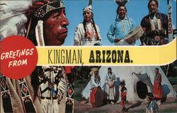 Greetings from Kingman, Arizona - Native Americans Postcard