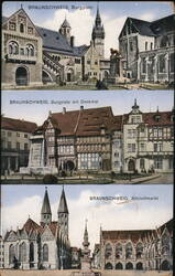 Braunschweig Burgplatz, Burgplatz mit Denkmal, Altstadtmarkt Postcard