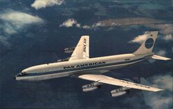 Lot of 1000 Unused Postcards: Pan American 707 Jet Airliner in Flight Postcard