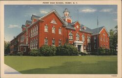 Perry High School, Perry, NY - Linen Postcard Postcard