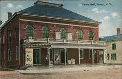 Town Hall, Perry, NY Postcard