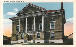 Masonic Temple, Perry, NY Postcard