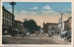 Main Street, Perry, New York Postcard