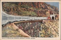 Santa Fe Streamliner Crossing Johnson's Canyon, Arizona Postcard