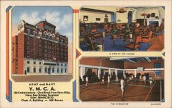 Army and Navy YMCA, San Francisco, CA - Lounge and Gymnasium Postcard