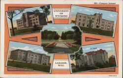 University of Wyoming Campus Scenes, Laramie WY Postcard