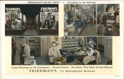 Friedman's Music Shop, Newark, NJ - Interior Views Postcard