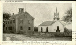 Church And School House Dennis, MA Postcard Postcard