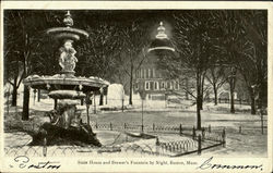 State House And Brewer's Fountain By Night Boston, MA Postcard Postcard