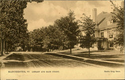 Library And Main Street Manchester, VT Postcard Postcard