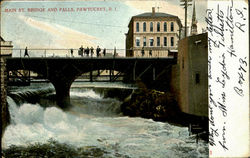 Main St. Bridge And Falls Pawtucket, RI Postcard Postcard