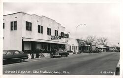 Hotel Dixon and Cafe, Street Scene, Chattahoochee, Florida Postcard