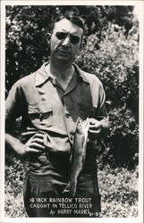 Man Holding 18 Inch Rainbow Trout, Tellico River Postcard