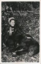 Edith Paggett with 350lb Bear she killed, Tellico Plains TN Tennessee Postcard Postcard Postcard