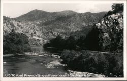 U.S. 70 and French Broad River Near Marshall, NC Postcard