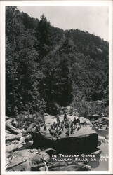 Group of People on Rocks in Gorge, Tallulah Falls, GA Postcard