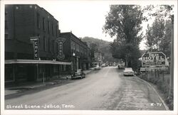 Brown's Cafe and Eblen Hotel, Street Scene Jellico, TN Postcard Postcard Postcard