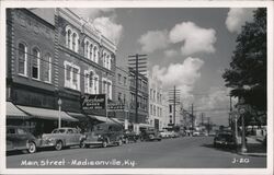 Main Street Madisonville KY Vintage 1940s Real Photo Florsheim Shoes Postcard