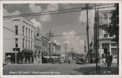 Main Street Madisonville KY - Vintage 1940s Real Photo Postcard